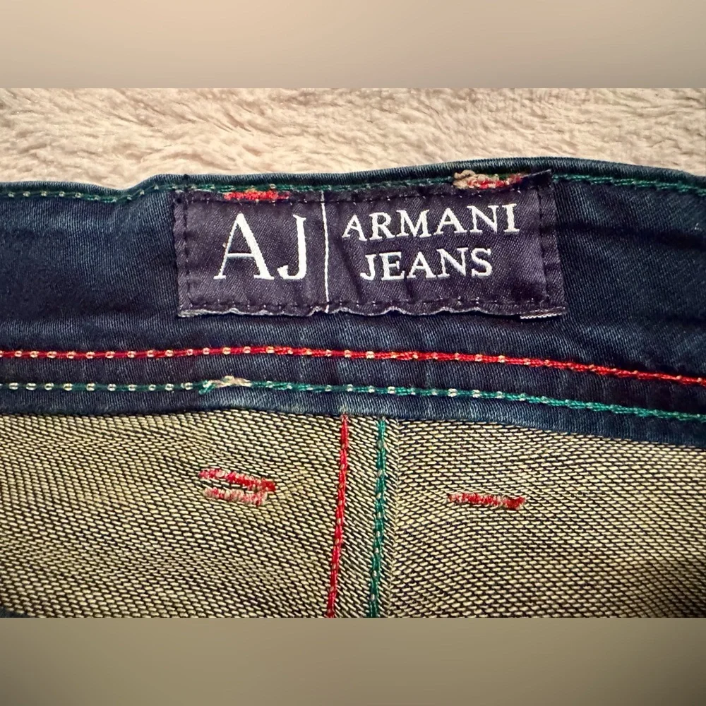 Armani Jeans Slim Straight in Navy and Light Beige - Picture 12 of 16